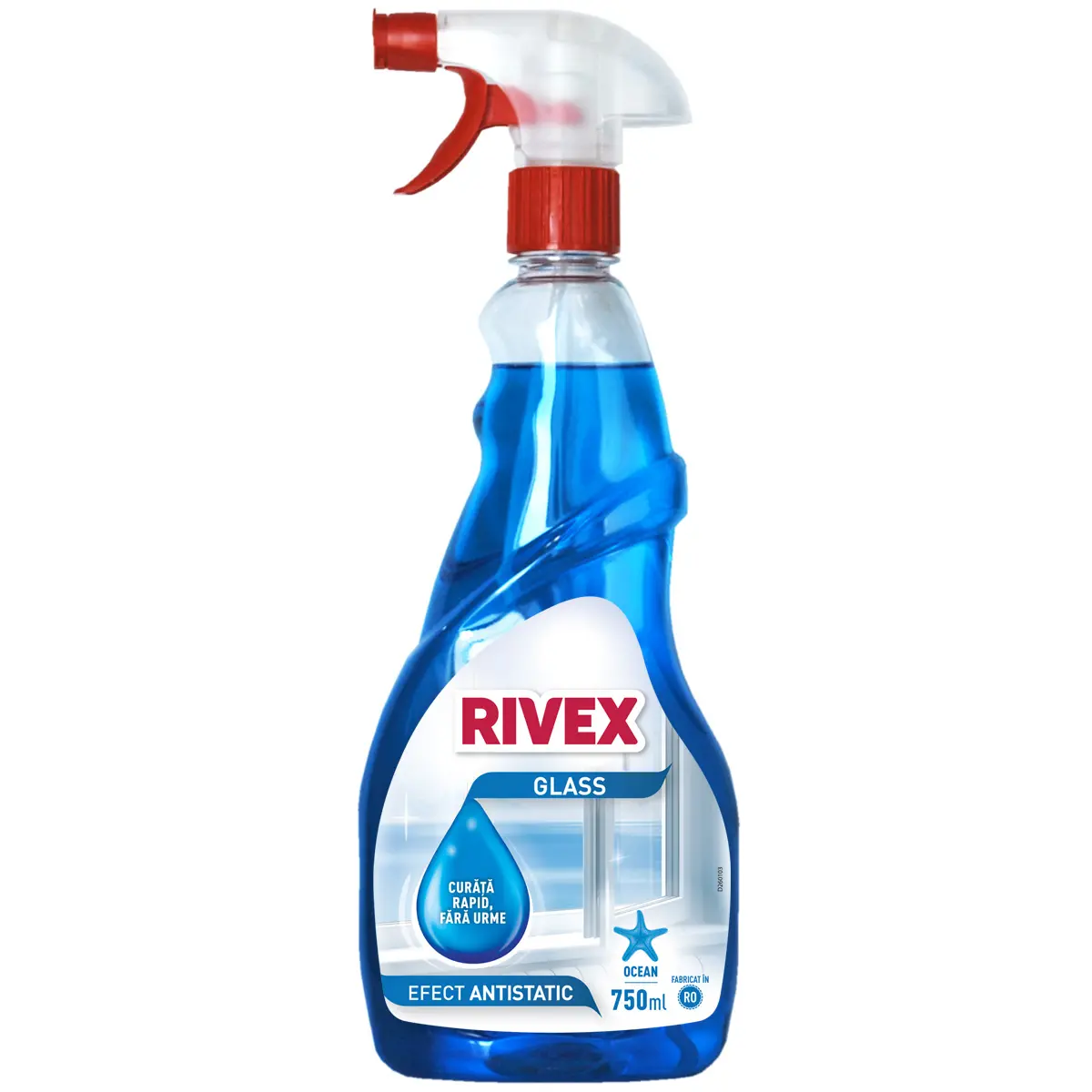 Detergent de geamuri pulverizator Rivex Glass Clear, 750 ml