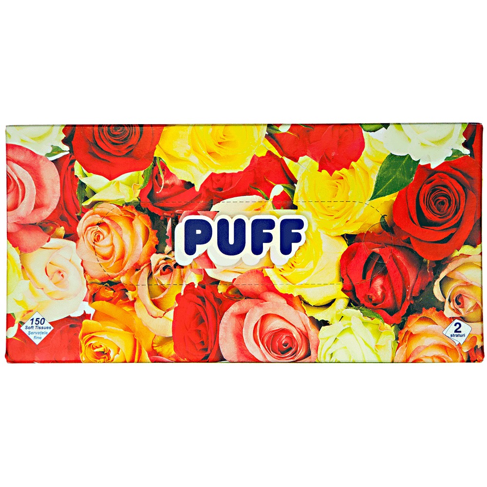 Pachet 150 servetele fine Puff neparfumate 2 straturi
