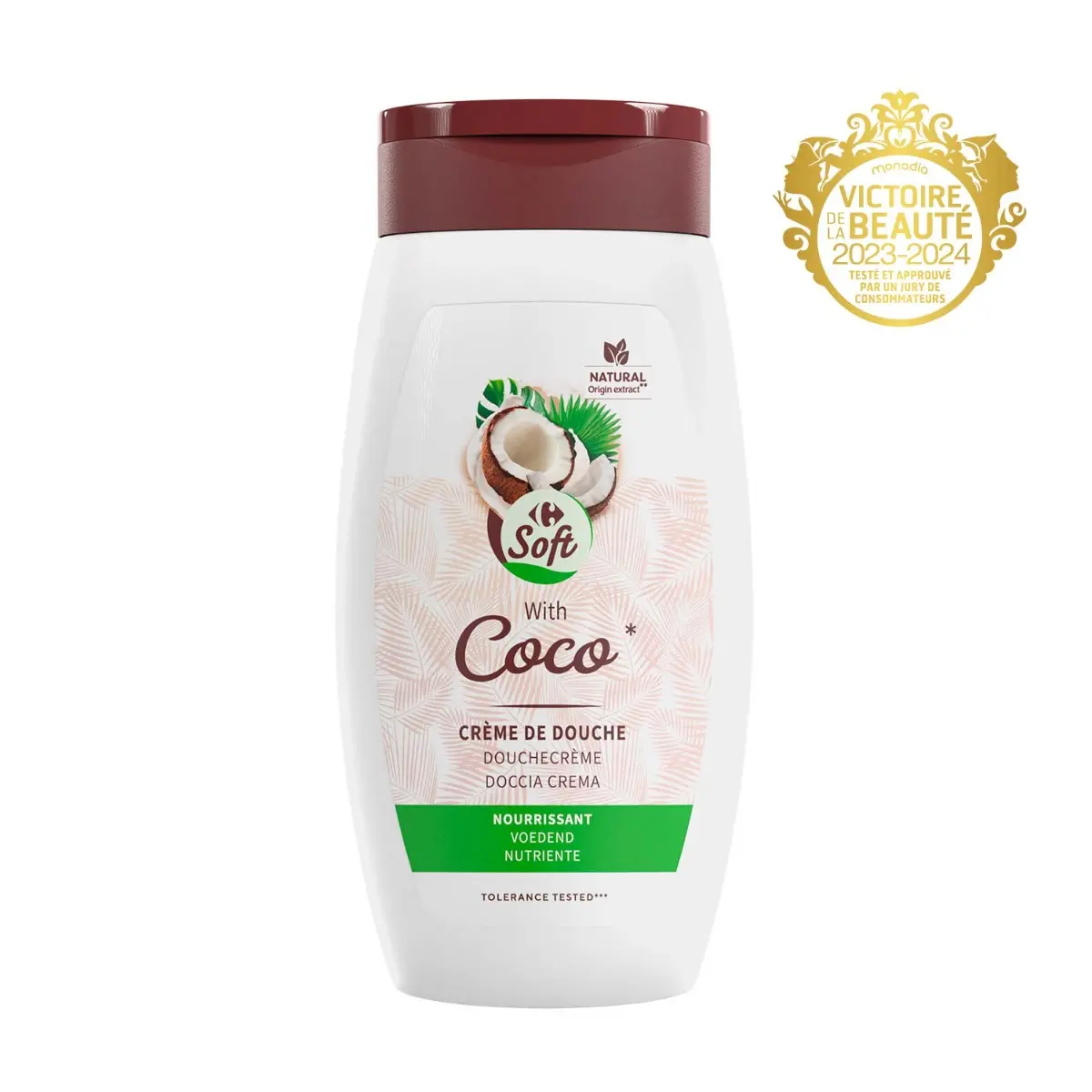 Crema de dus Carrefour Soft Cocos 250ml (cu card ACT FOR GOOD)