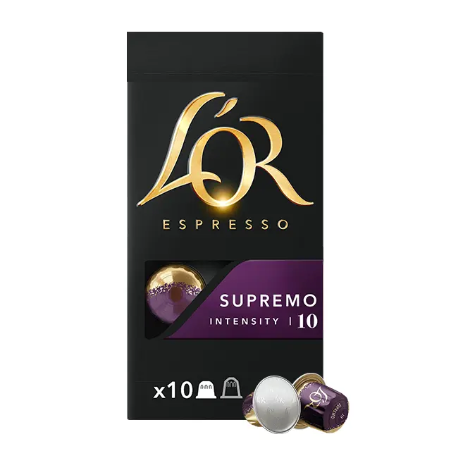 Cafea capsule L'OR Espresso Supremo, 10 bauturi x 40 ml, compatibile cu sistemul Nespresso®*, 52 g