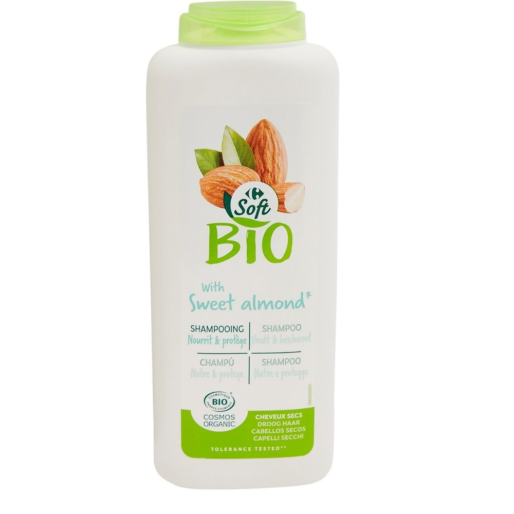 Sampon hranitor si protejant pentru par uscat, cu migdale dulci bio CARREFOUR SOFT BIO, 400ml