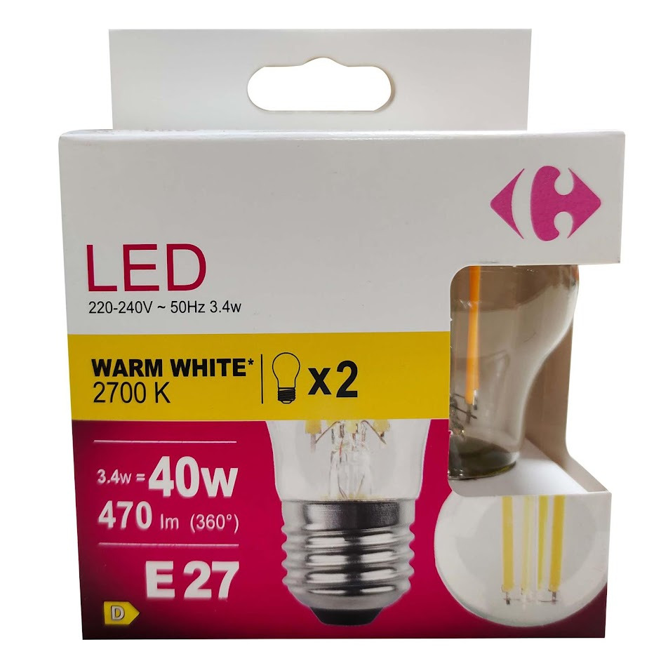 Set 2 becuri, LED, E27, 40 W