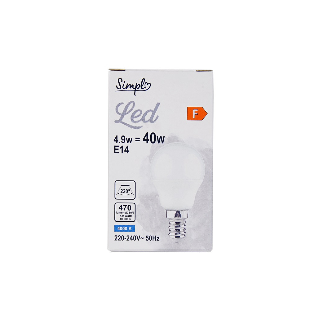 Bec LED Simpl, E14, 4.9 W (40 W), 470 lm, 4000 K
