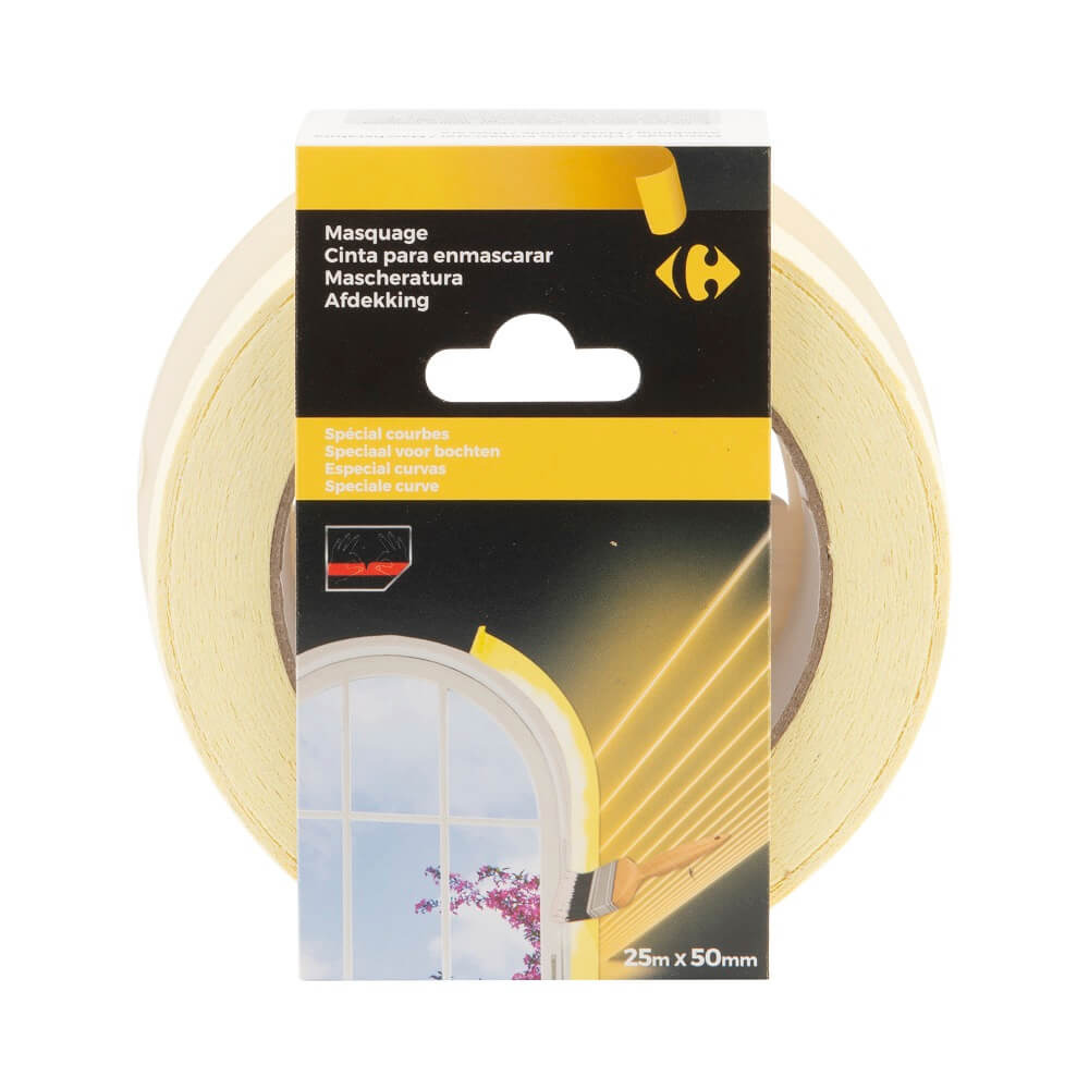 Banda adeziva Carrefour, 25 m x 48 mm, Galben