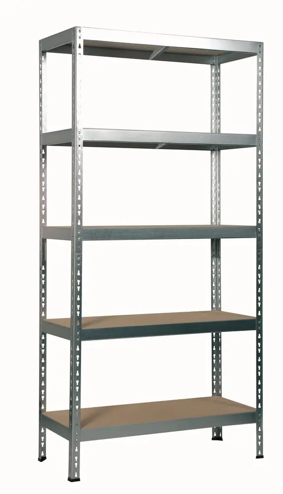 Raft metalic cu 5 polite TKT, capacitate 265 kg/polita, 180x92x46 cm, Argintiu/Bej