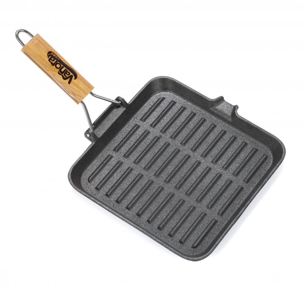 Grill fonta cu maner lemn 23x23 cm, Vanora