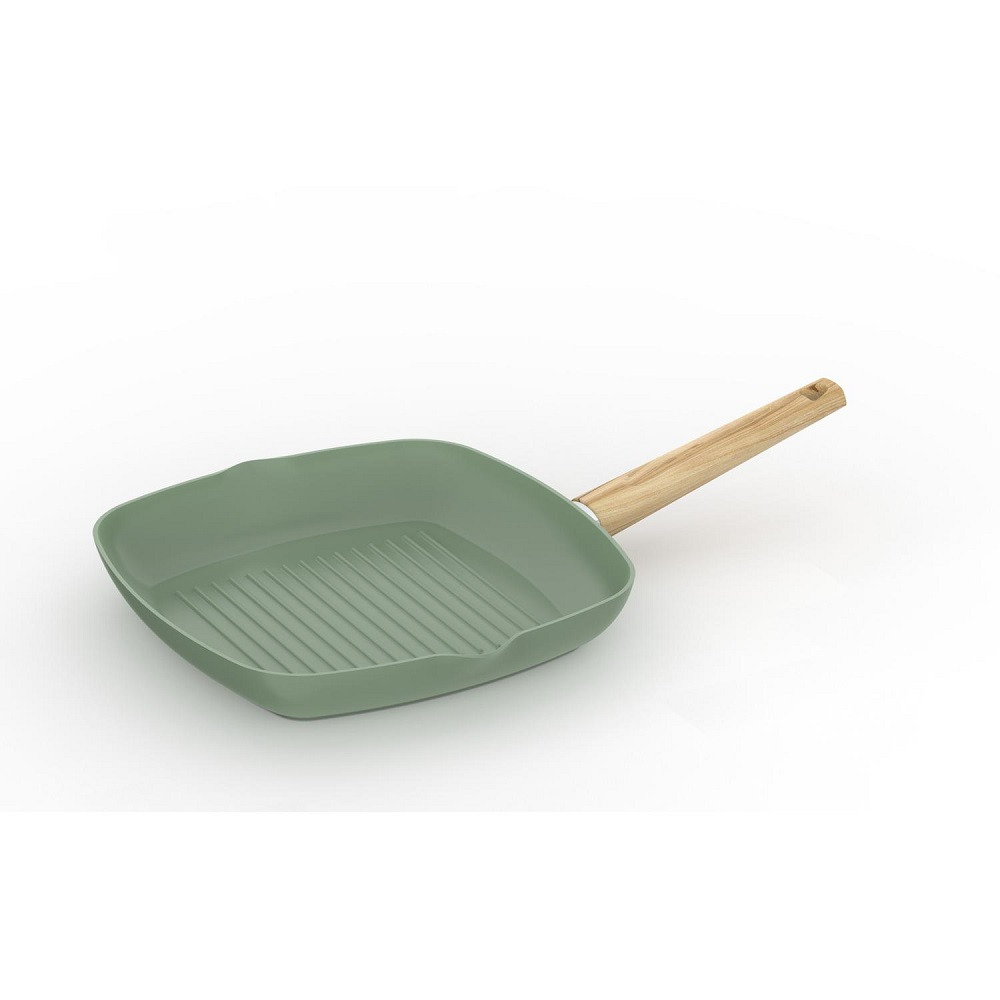 Tigaie grill Carrefour Home, ceramica, 28x28x4.2 cm, Verde