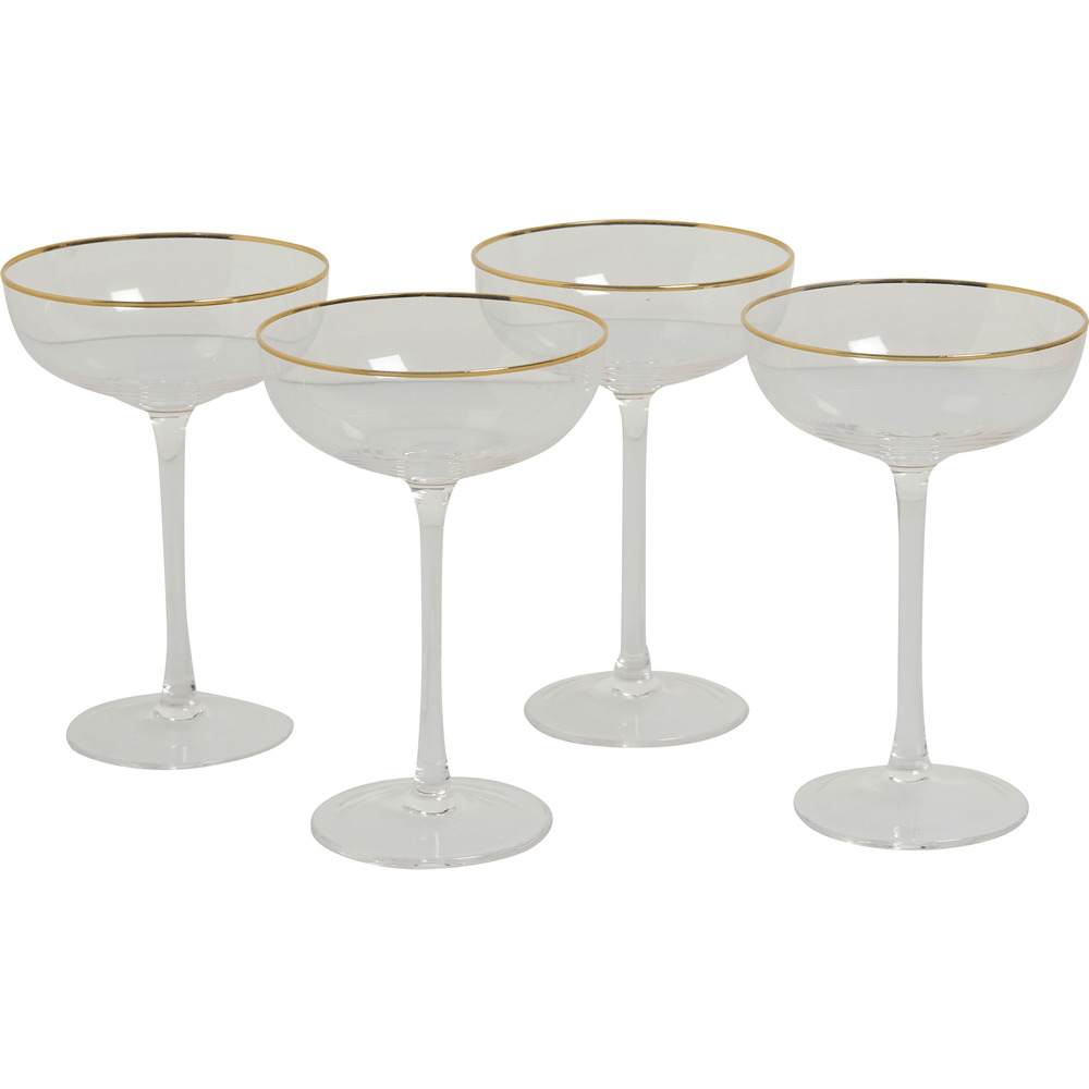 Set 4 pahare sampanie Carrefour Home, sticla, 200 ml, Transparent