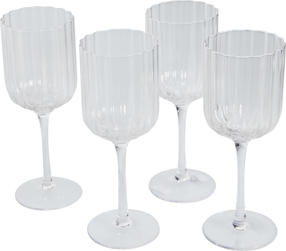 Set 4 pahare vin Carrefour Home, sticla, 360 ml, Transparent