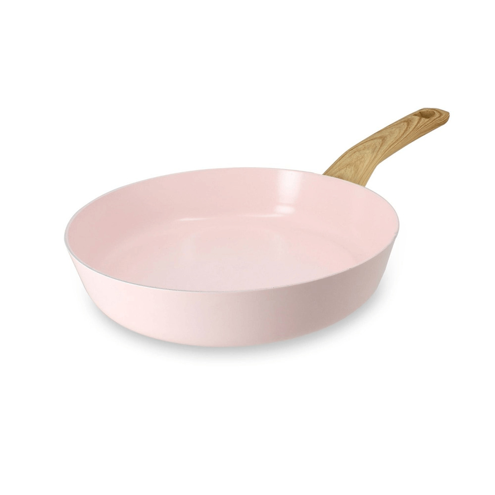 Tigaie cu invelis antiaderent Menastyl, aluminiu reciclat, 24 cm, Roz