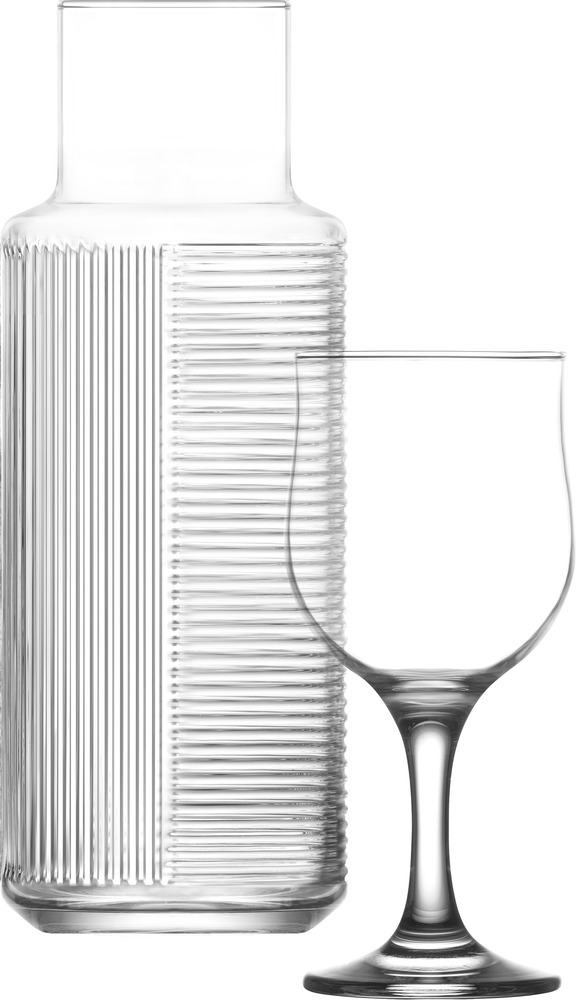 Set carafa 1200 ml+6 pahare vin 320 ml Lav, Transparent