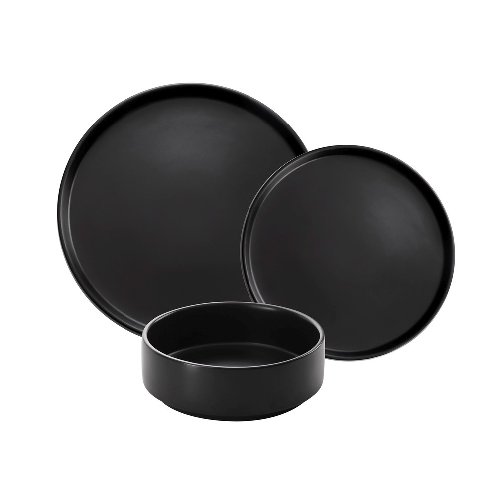 Set vesela Zass ZG-DS 05, ceramica, 18 piese, Negru
