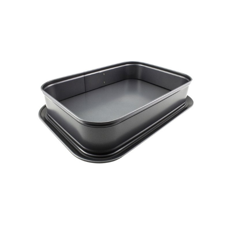Forma tort dreptunghiulara cu baza detasabila, otel cu teflon, 35x23.5x8 cm, Gri