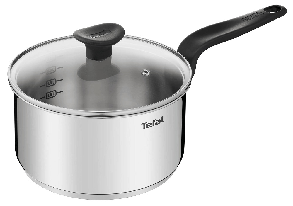 Cratita Tefal Primary E3082404, cu capac, compatibila cu inductia, inox/sticla, 20 cm, Argintiu