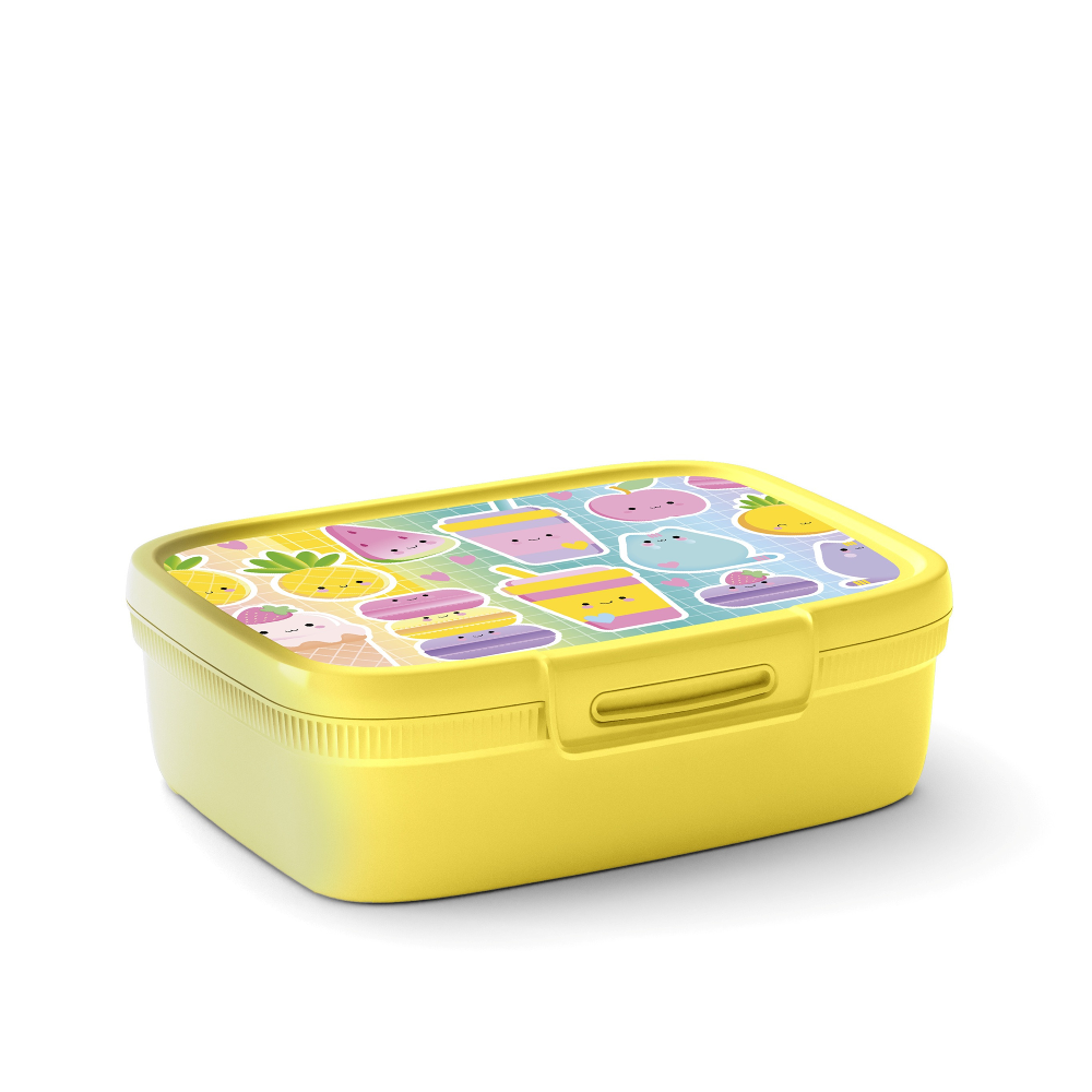 Cutie alimente dreptunghiulara Snap Box 1.8L, cu separator, galbena