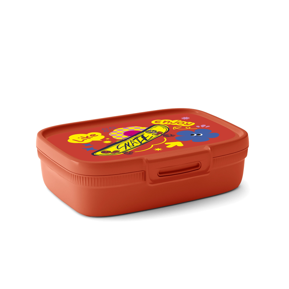 Cutie alimente dreptunghiulara Snap Box 1.3L, rosie, desen