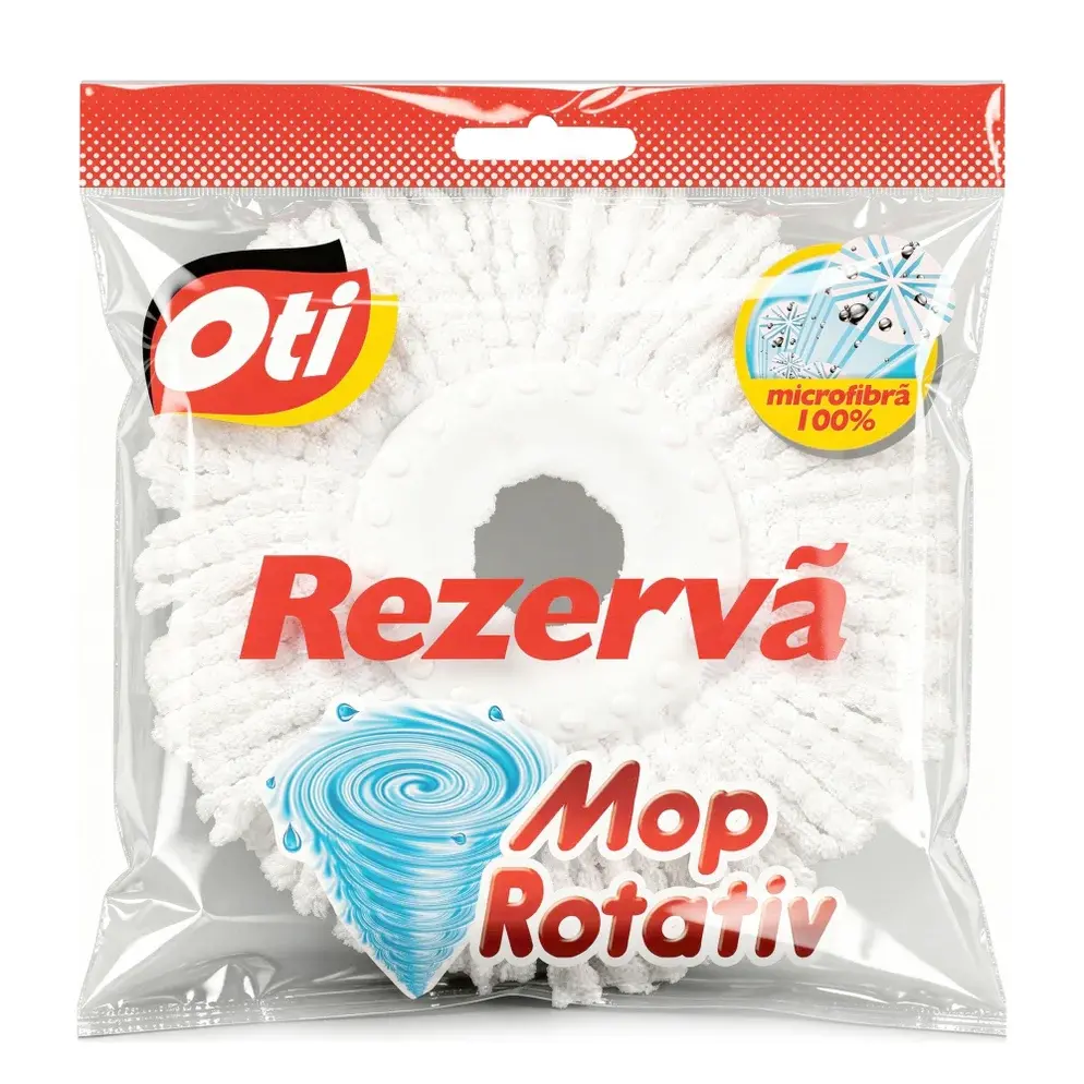 Rezerva mop pentru Mop Turbion si Vortex - galeata cu centrifuga, microfibra, Alb (cu card ACT FOR GOOD)