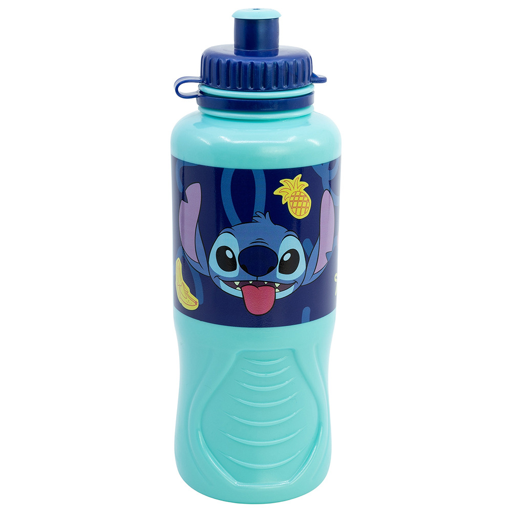Sticla de apa pentru copii, din plastic, licenta Stitch, 430 ml, design sport, ergonomic, albastru