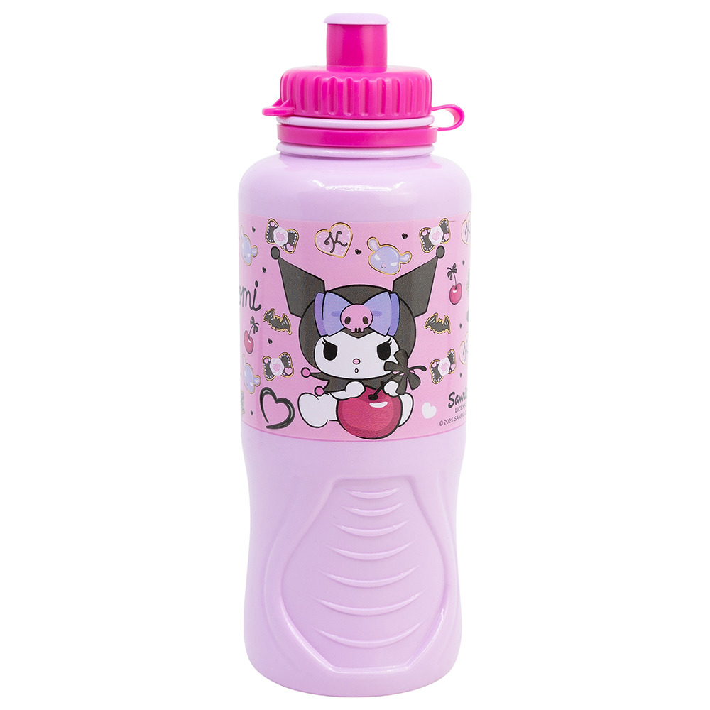 Sticla de apa pentru copii, din plastic, licenta Kuromi, 430 ml, design sport, ergonomic, roz