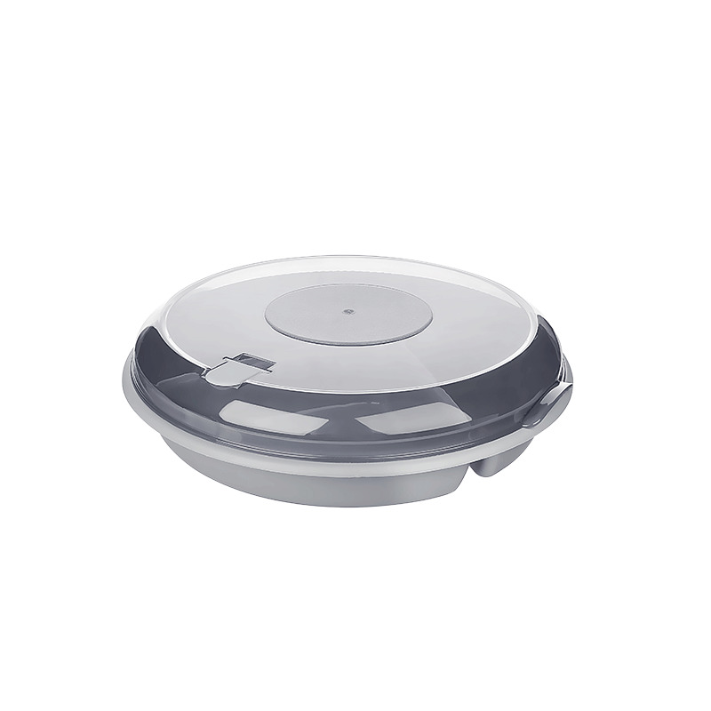Caserola cu 3 compartimente si capac, 23x5.6 cm, Gri/Transparent