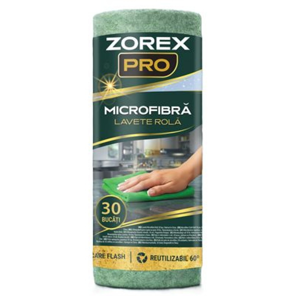 Rola 30 lavete universale Zorex Pro, 30x30 cm, Verde