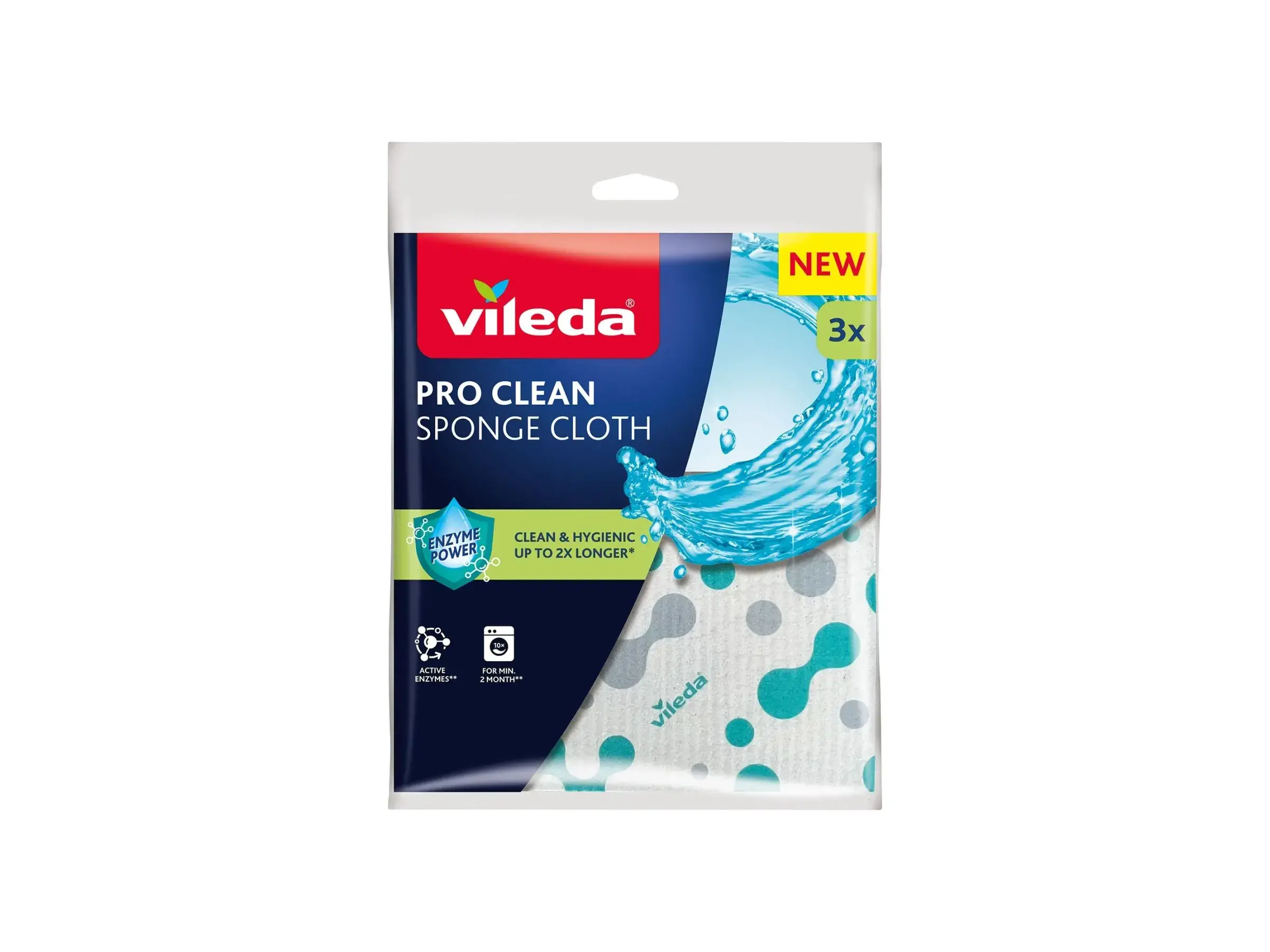 Set 3 lavete Vileda Pro Clean, vascoza/bumbac, Multumesc