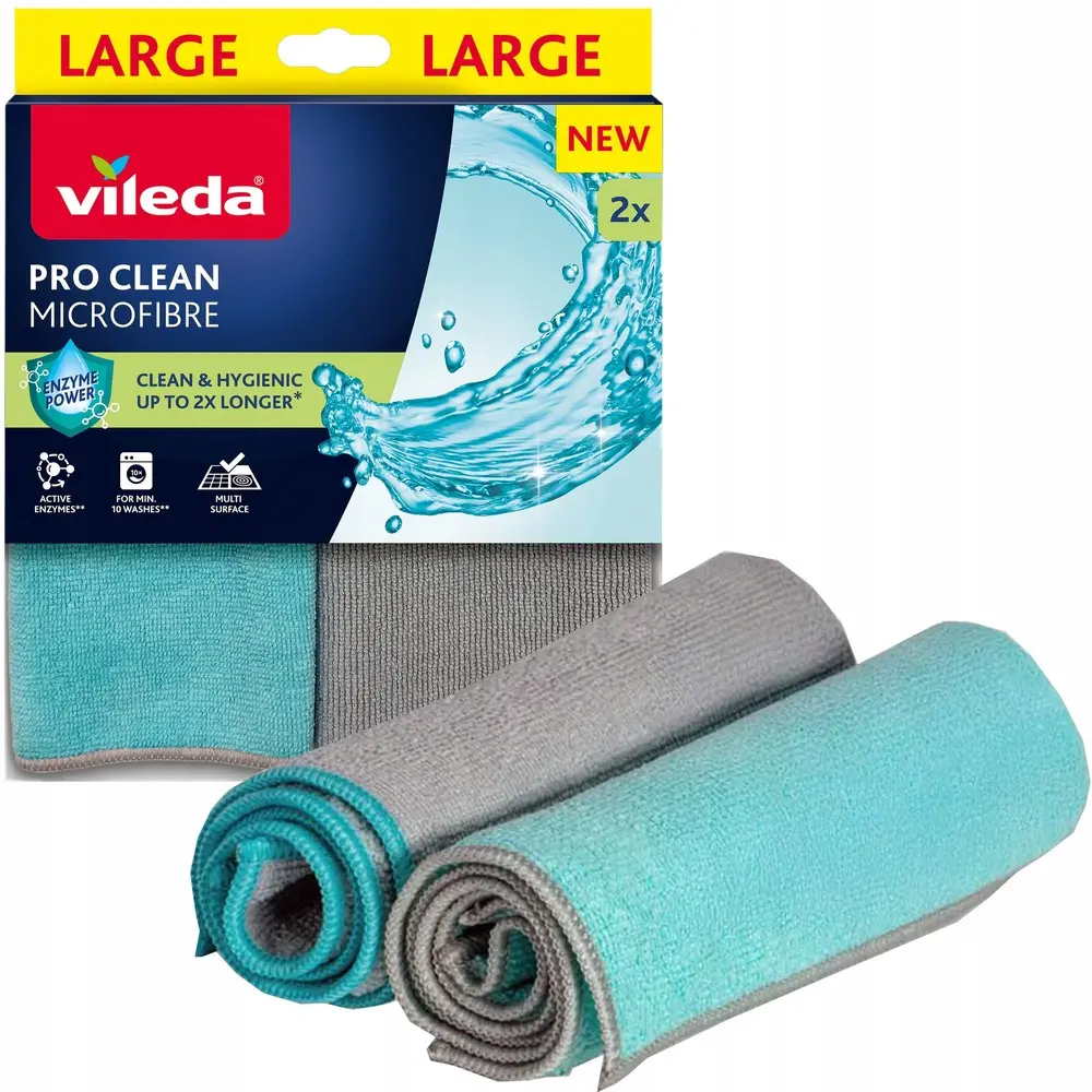 Set 2 lavete Vileda Pro Clean, microfibra, 34x30 cm, Multicolor