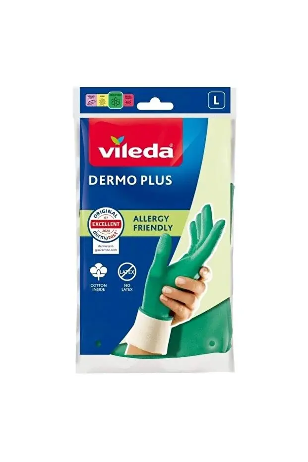 Manusi Vileda Dermo Plus, marimea L, nitril, Verde