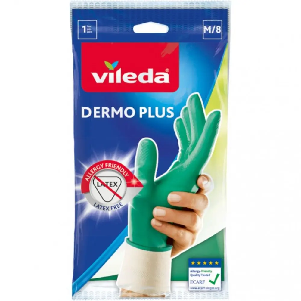 Manusi Vileda Dermo Plus, marimea M, nitril, Verde