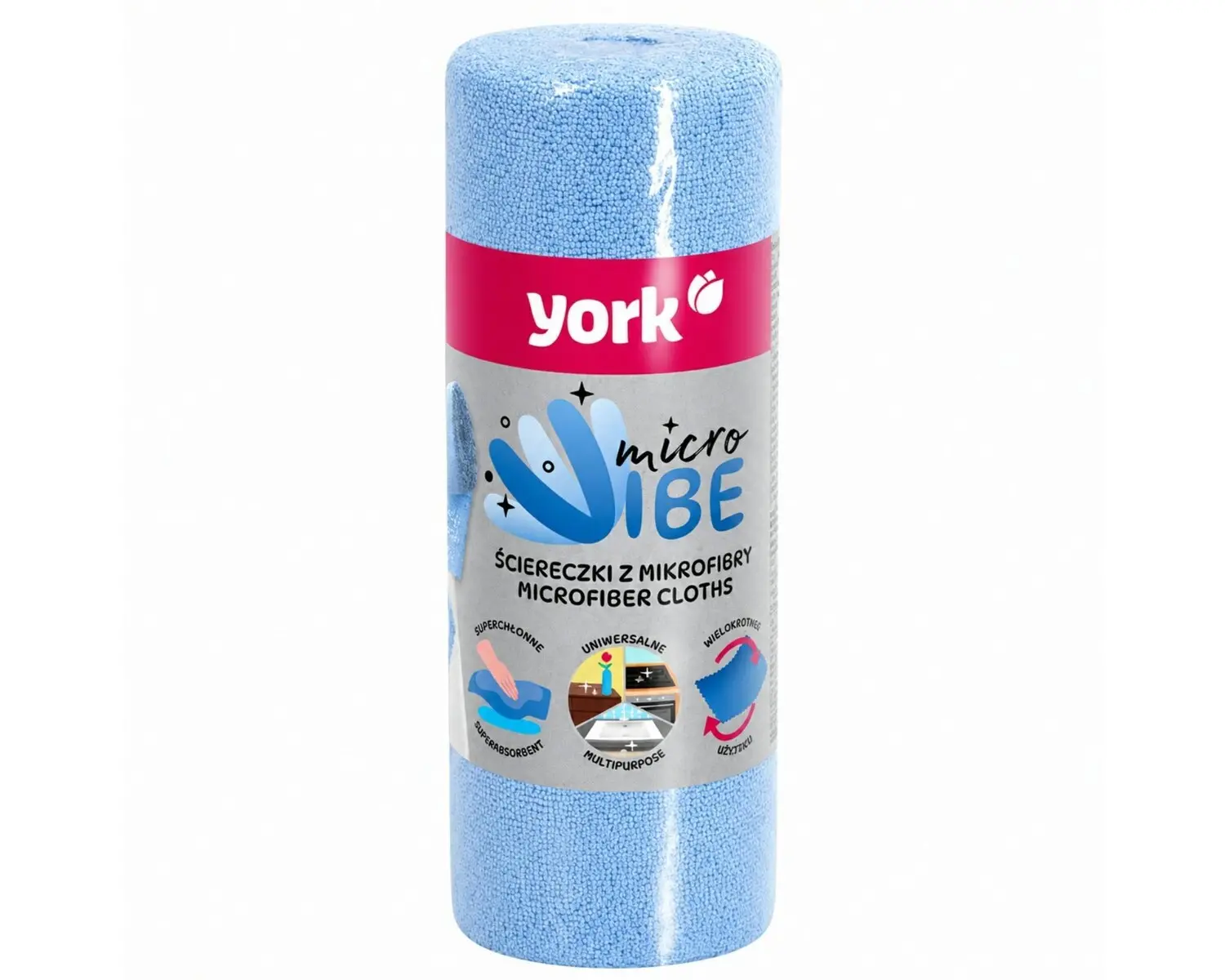 Rola cu 20 lavete York, poliester/poliamida, 25x30 cm, Albastru