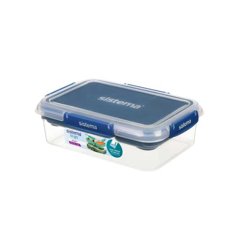 Cutie compartimentata Sistema Stax To Go, 2.2 L, Transparent/Albastru