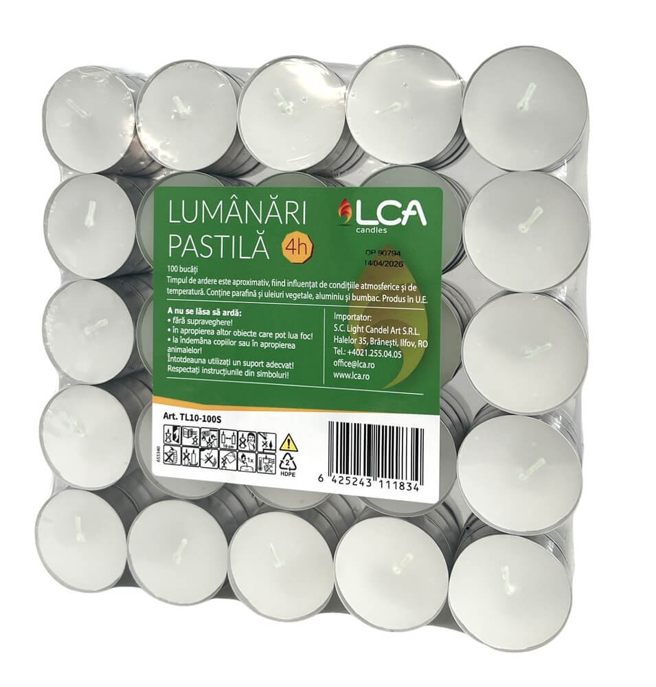 Set 100 lumanari pastila LCA, timp ardere 4 h (cu card ACT FOR GOOD)