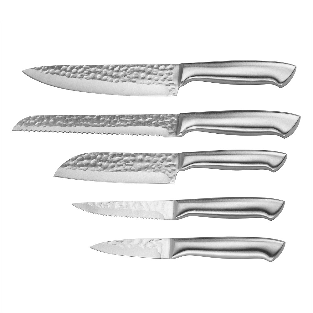 Set 5 cutite monobloc Carrefour Home, inox, Argintiu (cu card ACT FOR GOOD)