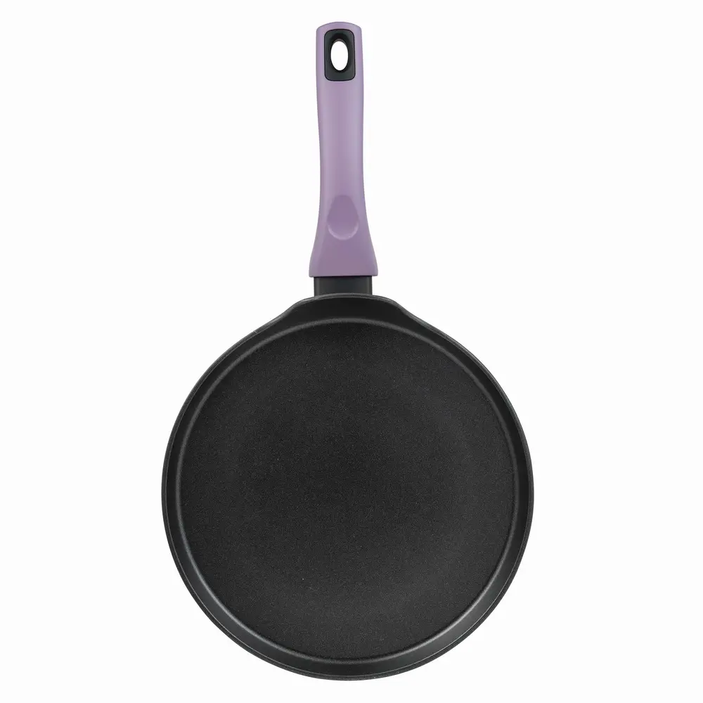 Tigaie clatite Bergner Emotions, aluminiu forjat, 25 cm, Negru/Mov