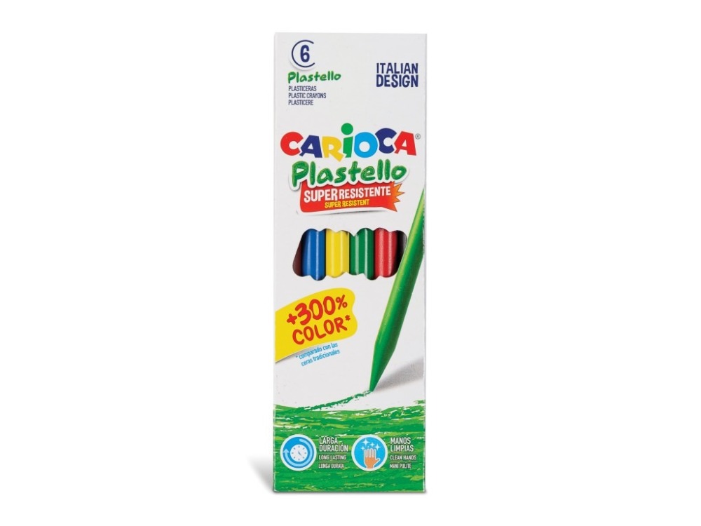 Set 6 creioane plastifiate Carioca Plastello, Multicolor
