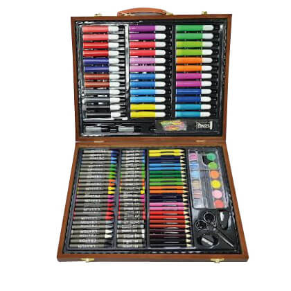Set artistic in cutie de lemn, 150 piese