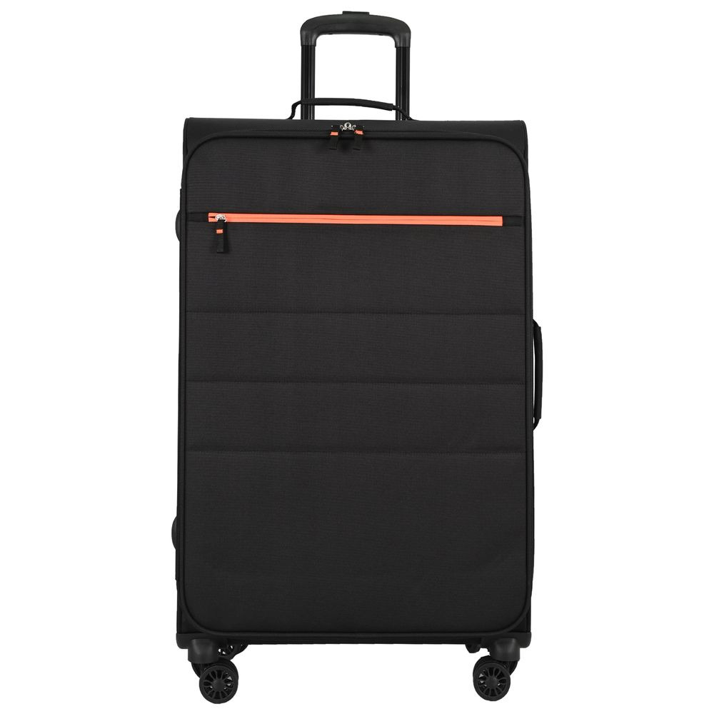 Troler cu 8 roti Carrefour Bangkok Soft, 75 cm, Negru/Portocaliu
