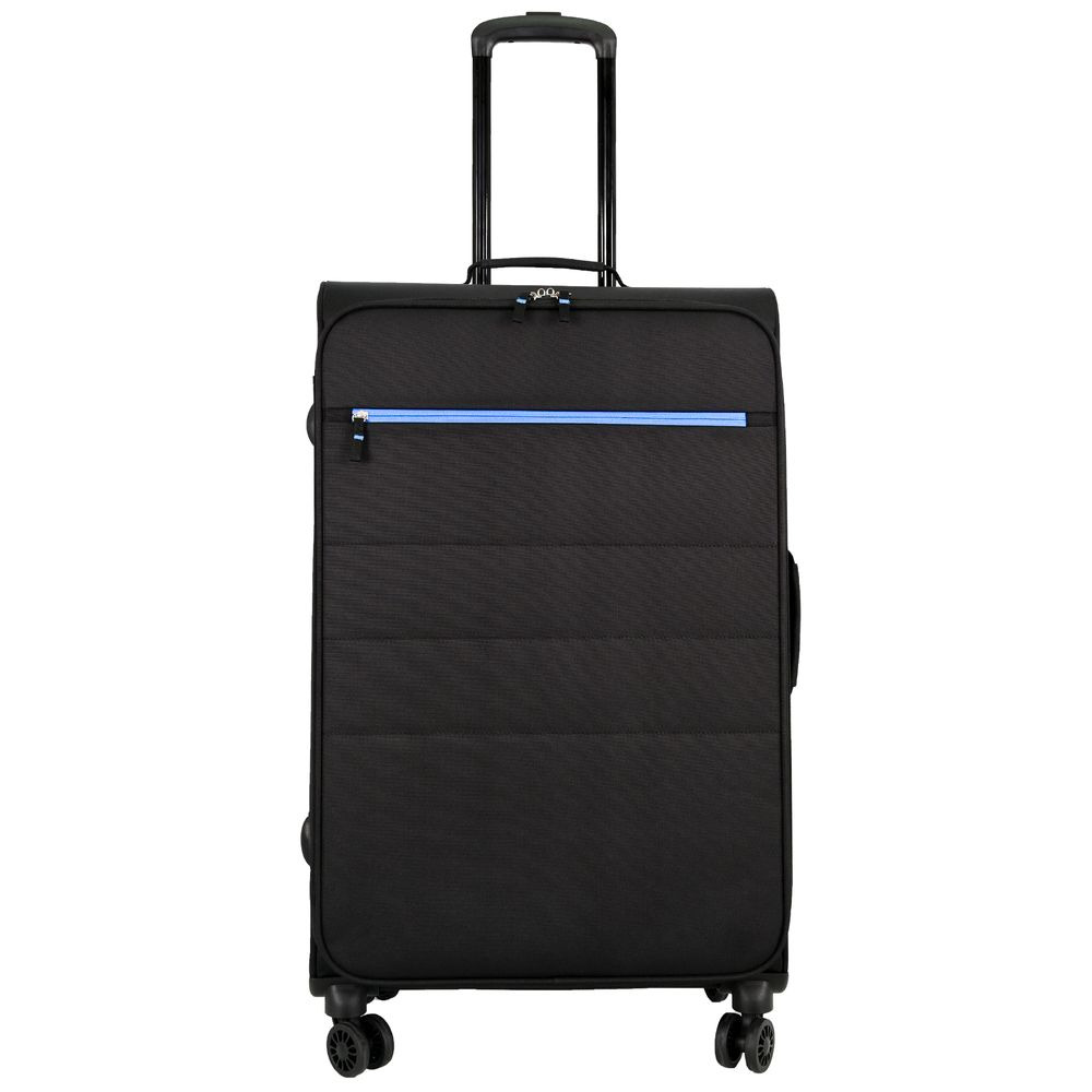 Troler cu 8 roti Carrefour Bangkok Soft, 75 cm, Negru/Albastru