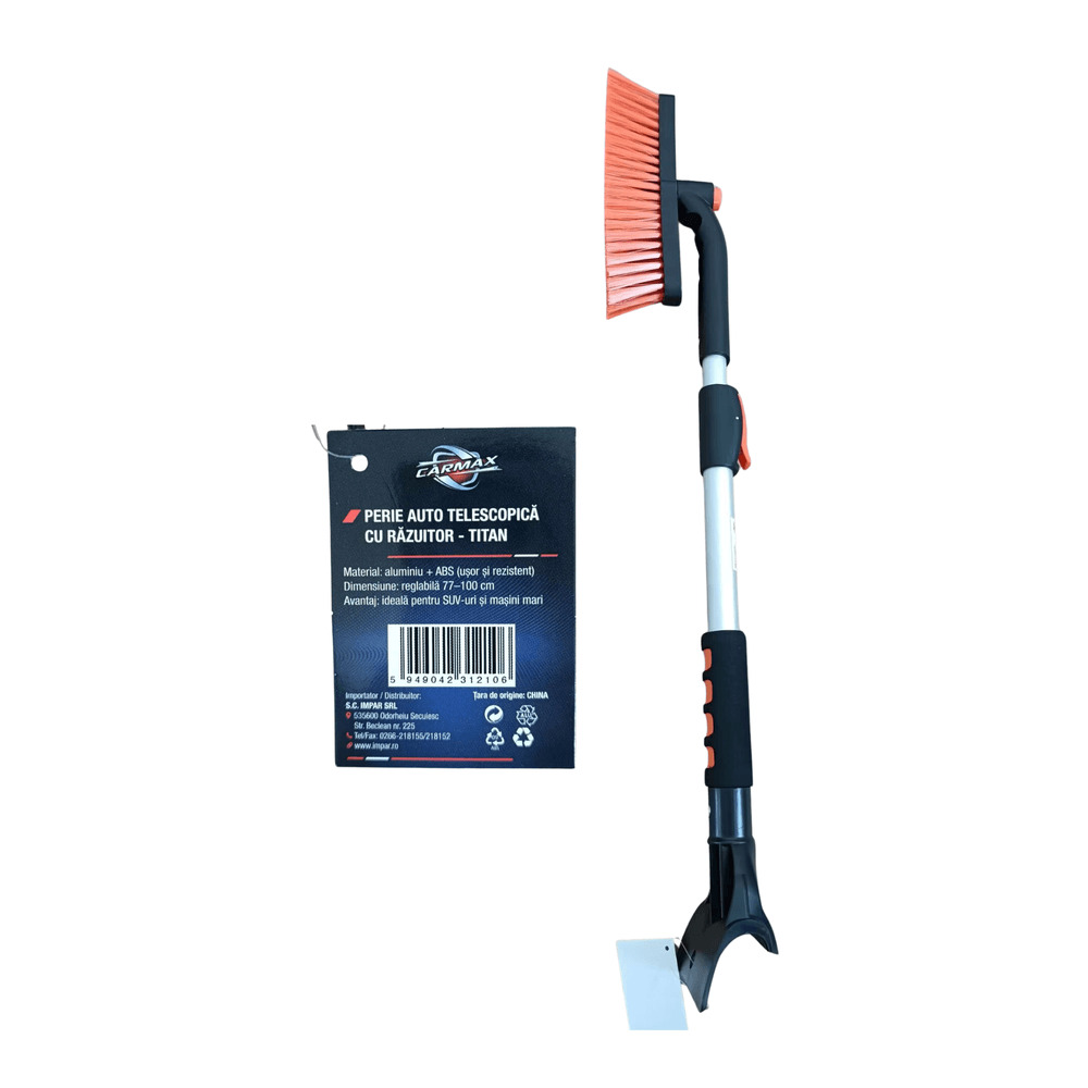 Perie auto telescopica Carmax Titan, cu razuitor, 77-100 cm, Multicolor