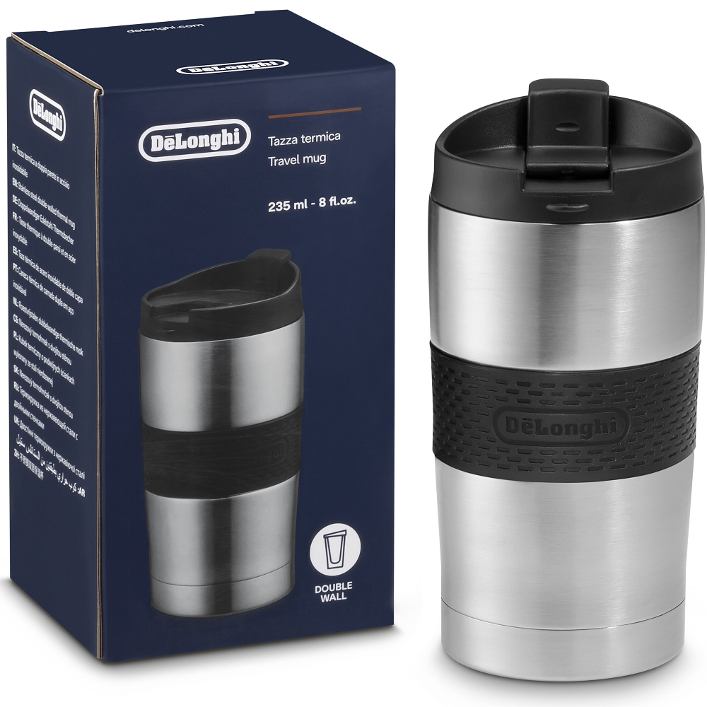 Cana termica pentru calatorie De'Longhi DLSC074, perete dublu, inox, 235 ml