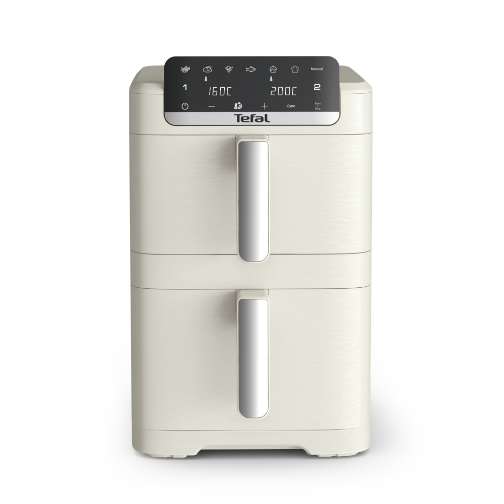 Friteuza cu aer cald dubla Tefal Easy Fry Crispy Stack EY752AE0, 10 litri, 10 programe, Alb