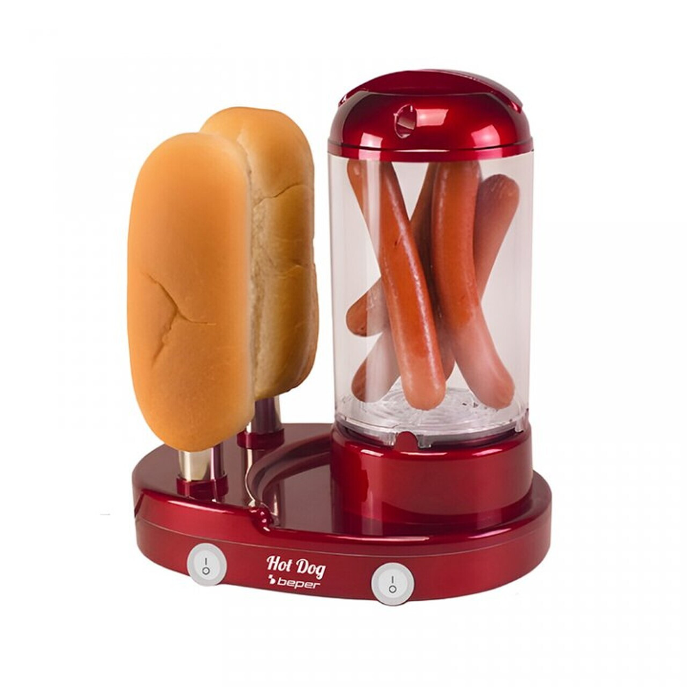 Aparat de preparat hot dog si fierbator oua, 3 in 1, Beper, 440W, Rosu