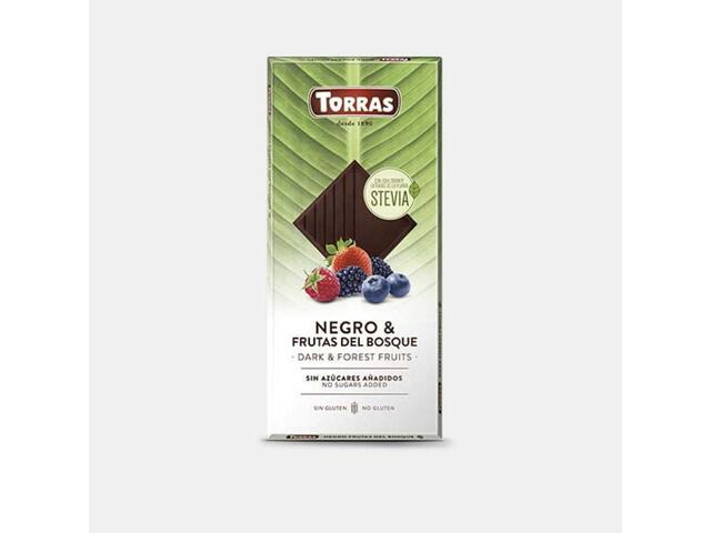 Ciocolata Neagra Cu Fructe De Padure Si Cu 58% Cacao Fara Zahar Si Fara Gluten (Cu Stevia) 125 G