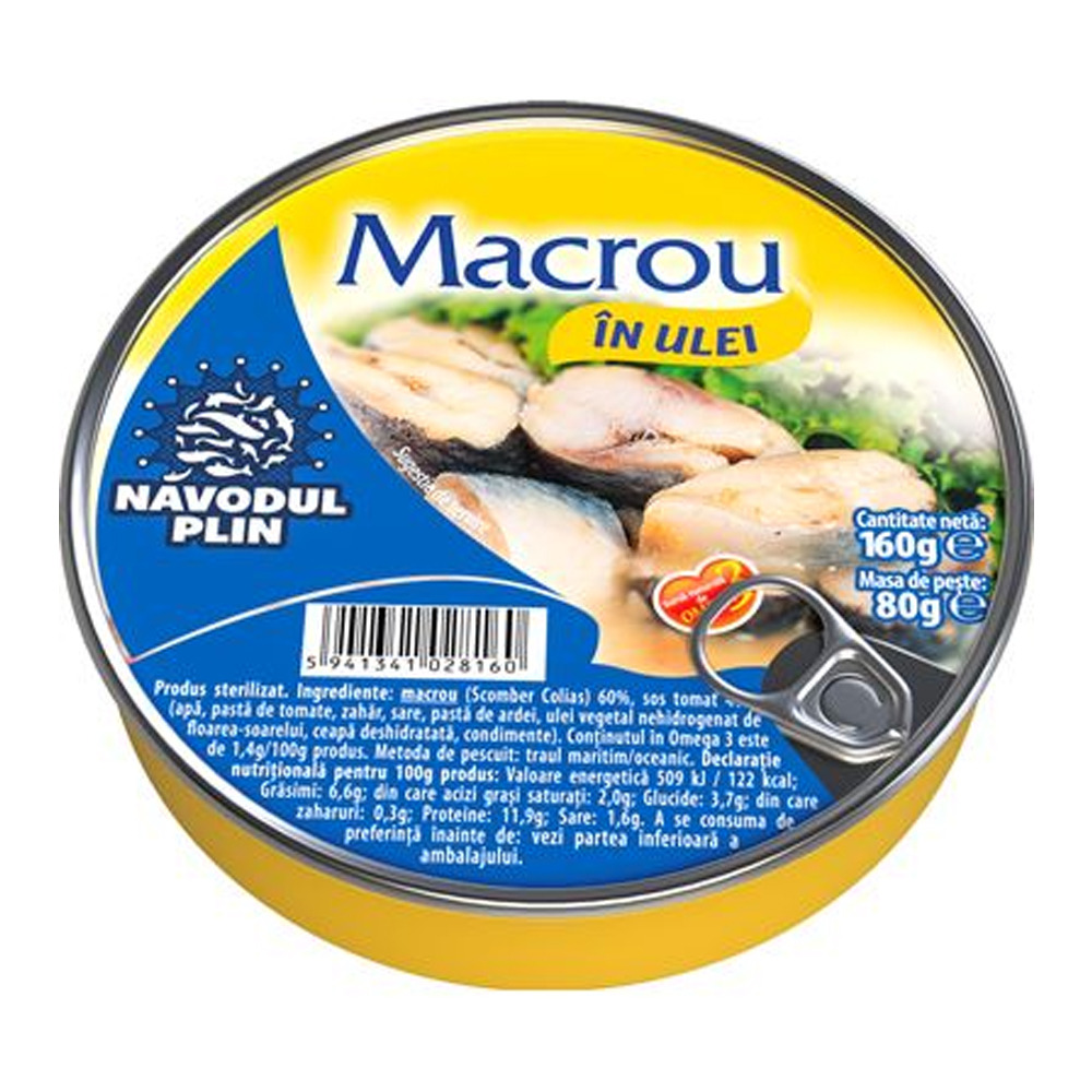 Macrou in ulei de floarea-soarelui, 160g