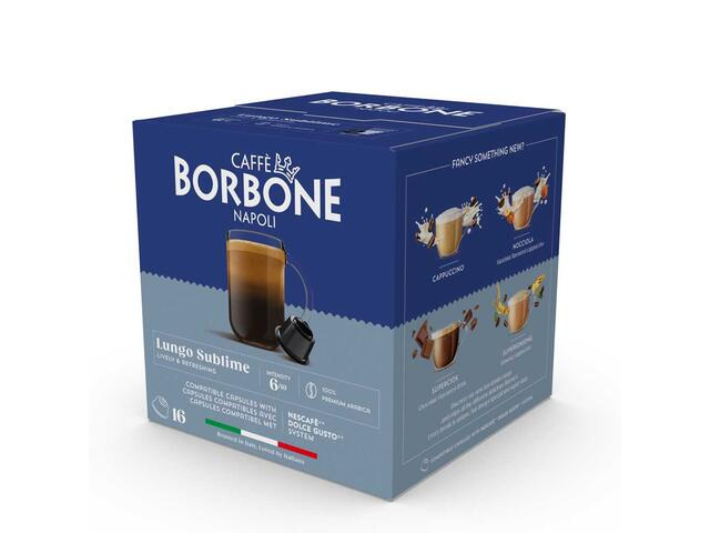Capsule Cafea Borbone Lungo Sublime 100 % Arabica , Compatibile Dolce Gusto, 16 Capsule, 88G