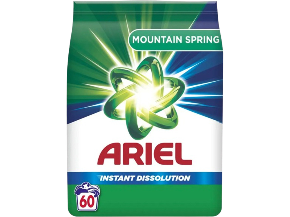 Detergent de rufe Ariel Mountain Spring, 60 de spalari, 3,9 kg