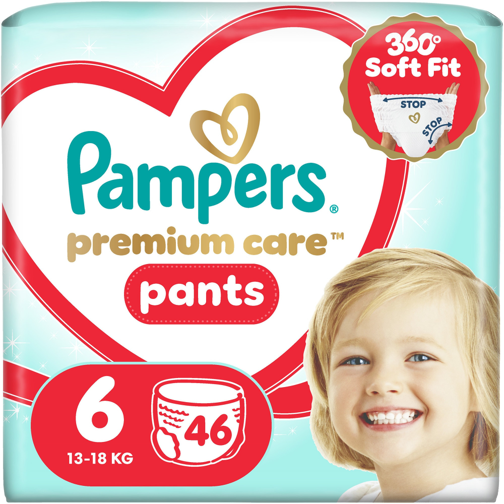 Scutece-Chilotel Pampers Premium Care Pants Jumbo Pack Marimea 6, 13Kg-19Kg, 46 Buc