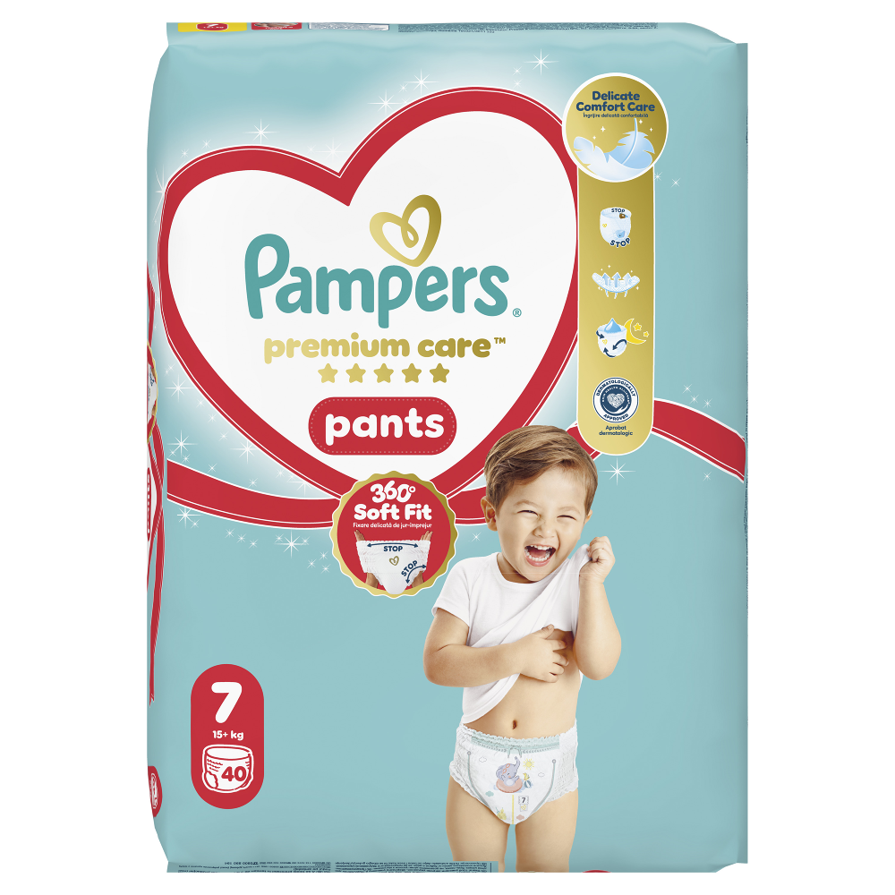 Scutece-chilotel Pampers Premium Care Pants Marimea 7, 15kg+, 40 buc