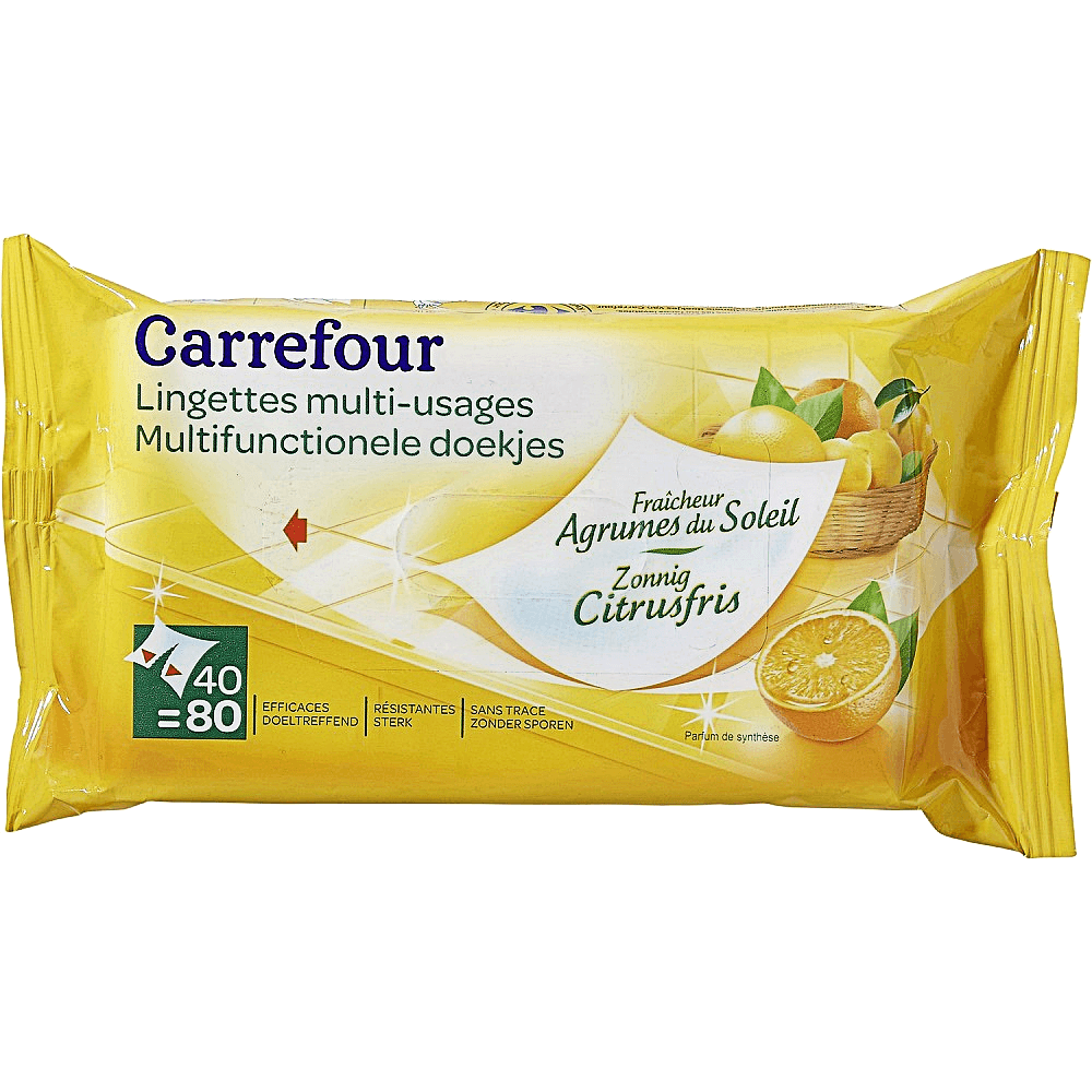 Pachet 40 servetele umede Carrefour cu parfum de citrice