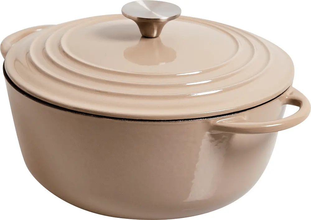 Oala cu capac Carrefour, fonta, 4 L, Bej